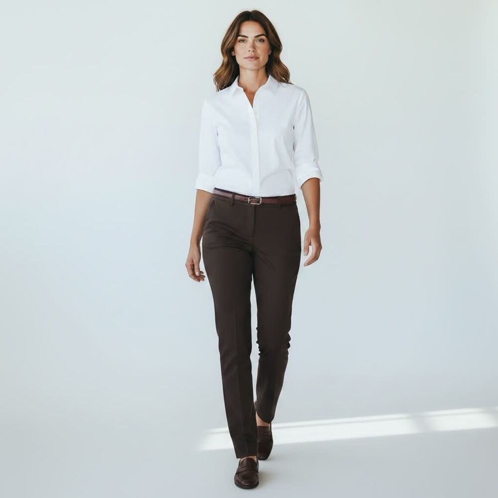 Akris Punto Pants Mocha Brown Size US 6 Tall Inseam High Rise Wool New